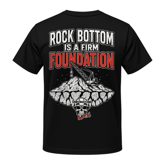 "Rock Bottom is a Firm Foundation" t-shirt